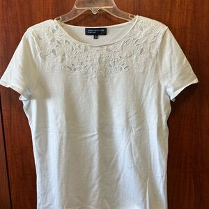 Jones New York White Embroidered inset Top